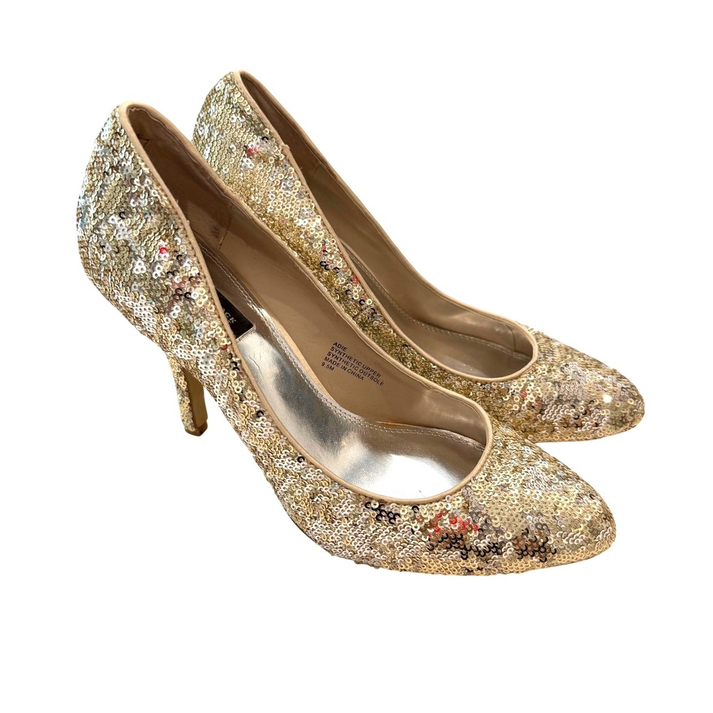 White House Black Market‎ Adie Pump Women 9.5 Gold Sequin Stiletto Glam Holiday